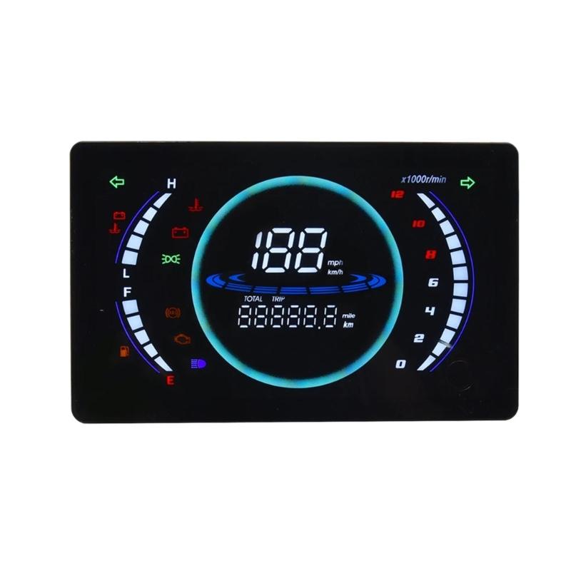Universal Motorcycle Digital Dashboard Adjustable LED Speedometer Tachometer Odometer With RPM Temperature Gear Display 1