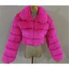 Luxury Faux Fur Jacket For Women Lapel Long Sleeve Spliced Short Warm Furry Winter Coat