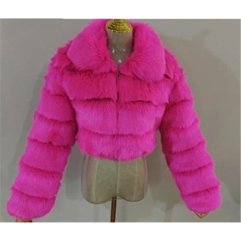Women Faux Fox Fur Cropped Jacket