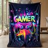 Neon Gaming Controller Theme blanket Lightweight Warm Flannel Blanket Decorative Throw Blanket for Home Decoration