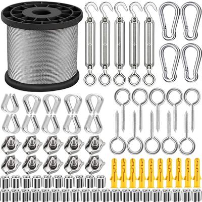 2MM Garden Steel Cable for Climbing Plants, 50 Meters Heavy-Duty 304 Stainless Steel Wire Rope Kit, with M5 Tension Bolt Wire Tensioner