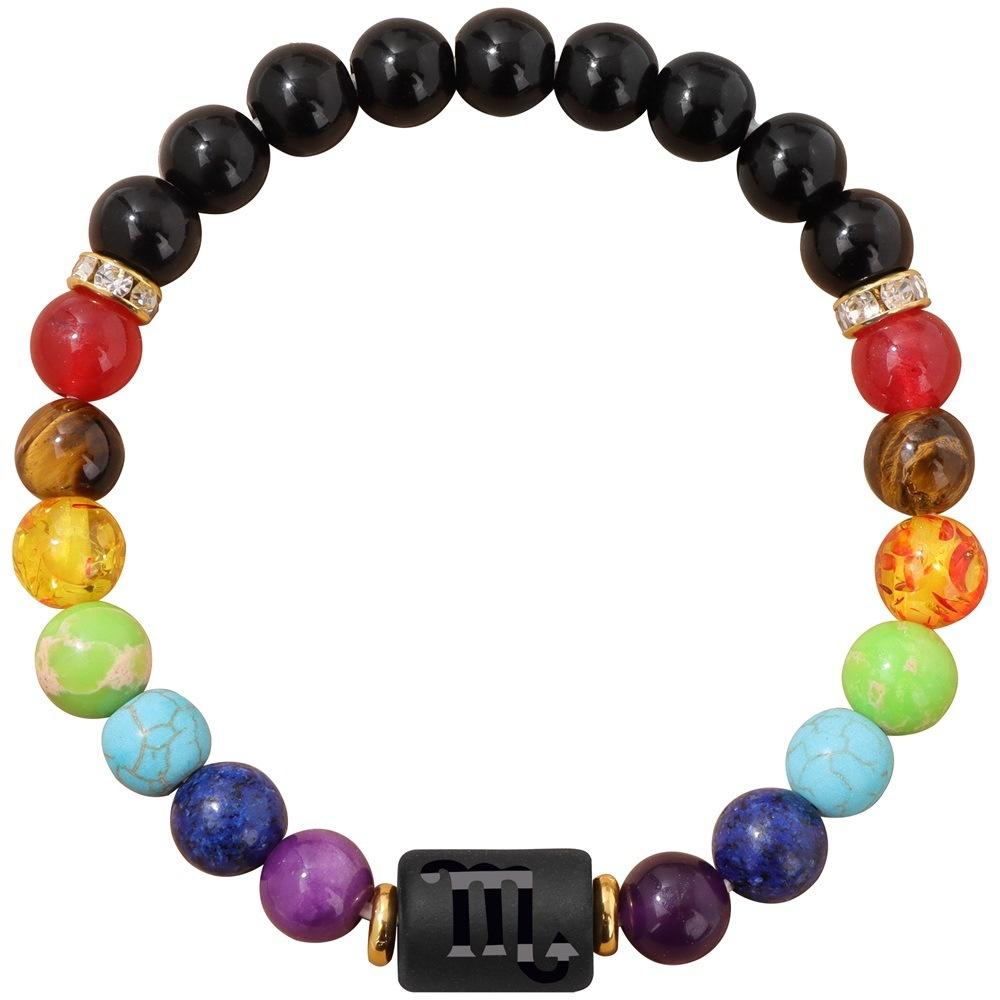 Brățară cu 12 constelații Brățară elastică țesută manual, reglabilă, ochi de tigru natural, obsidian, cadou, bijuterii