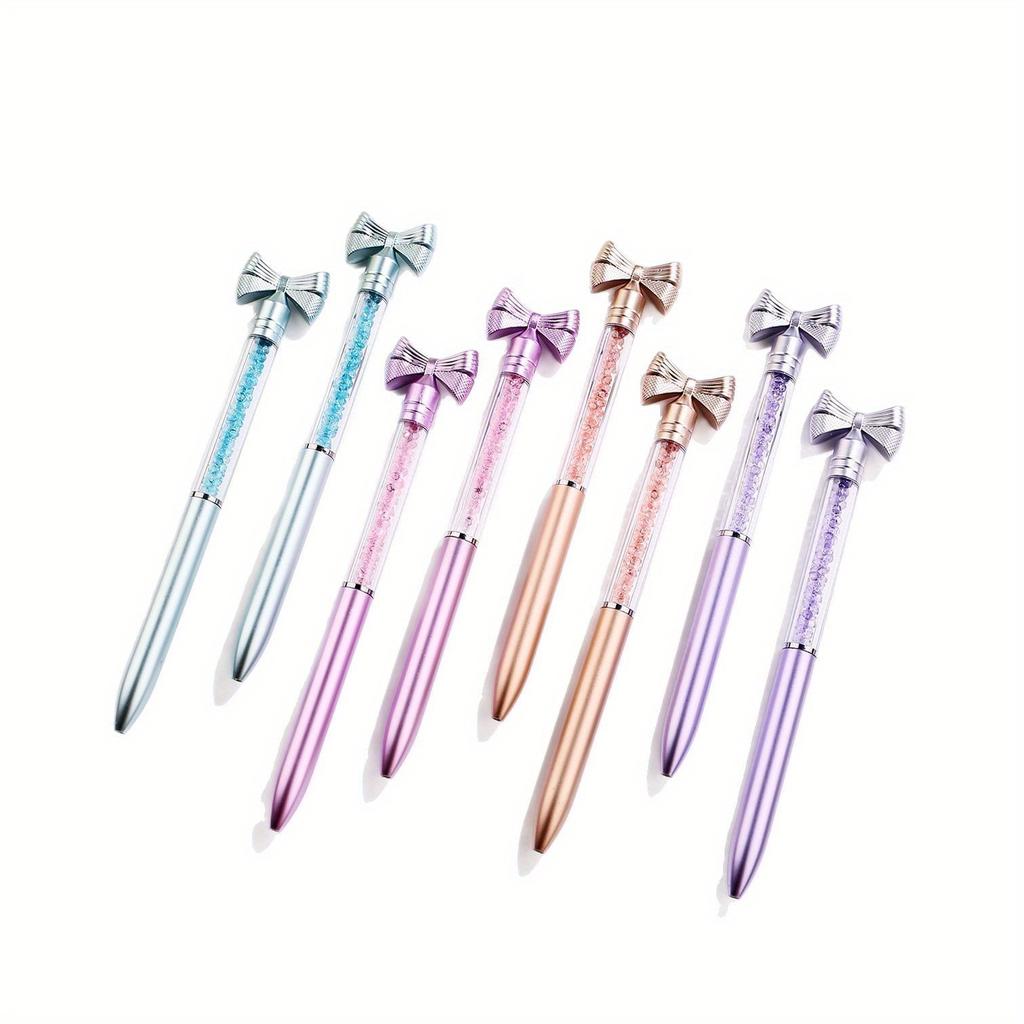 1pc Cute Bowknot Crystal Ballpoint Pens 0.7mm Blue Ink Signature Pens Student School Office Stationery Writing Supplies Holiday Gift Novelty Stationer