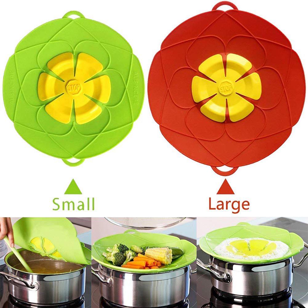 2 Pezzi Tappo Anti-Sversamento Copri Pentola Protezione Anti-Trabocco Tappo in Silicone per Pentola Schermature Anti-Schizzi Strumento da Cucina Multifunzione Verde