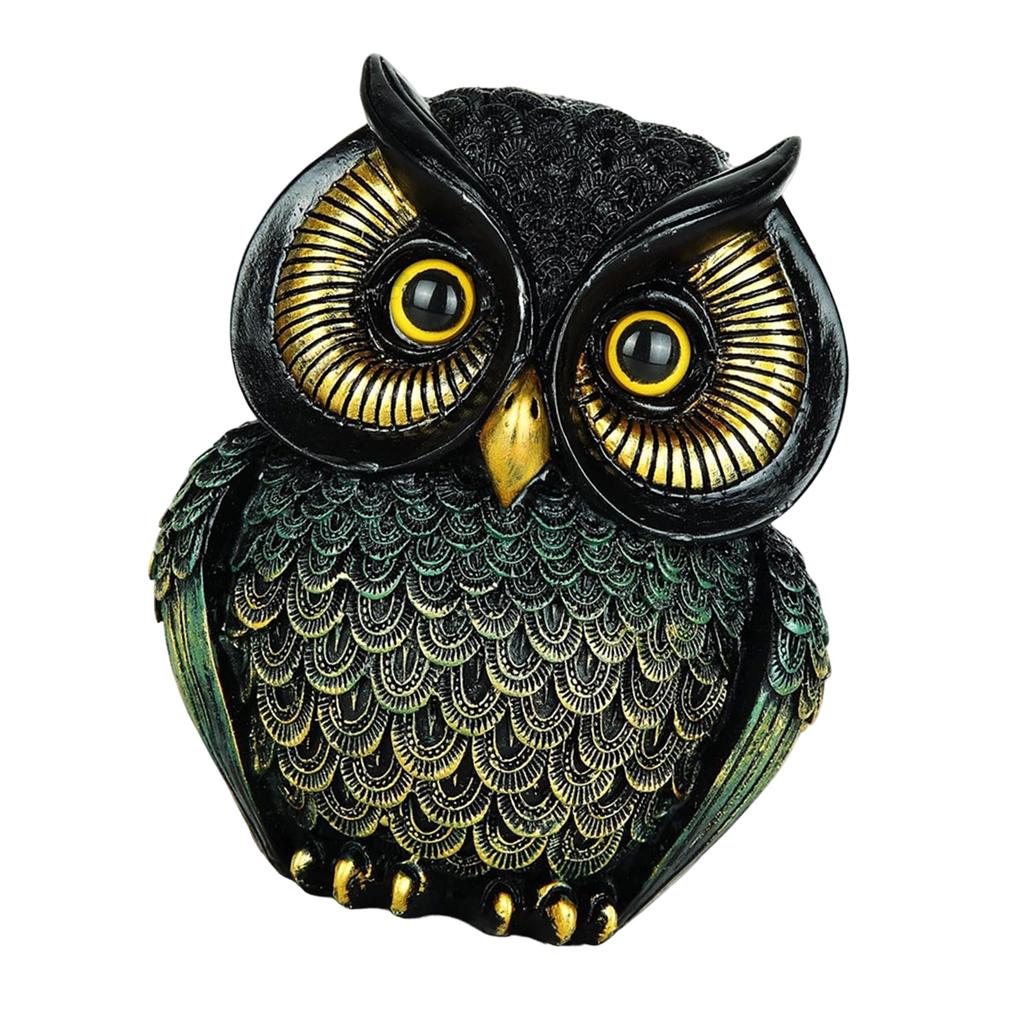Eulen-Thema Harzkunst Kleine Skulptur Dekoratives Stück Sammlerstück Ornament für Bücherregal Schreibtisch Büro Dekorationen Geschenk
