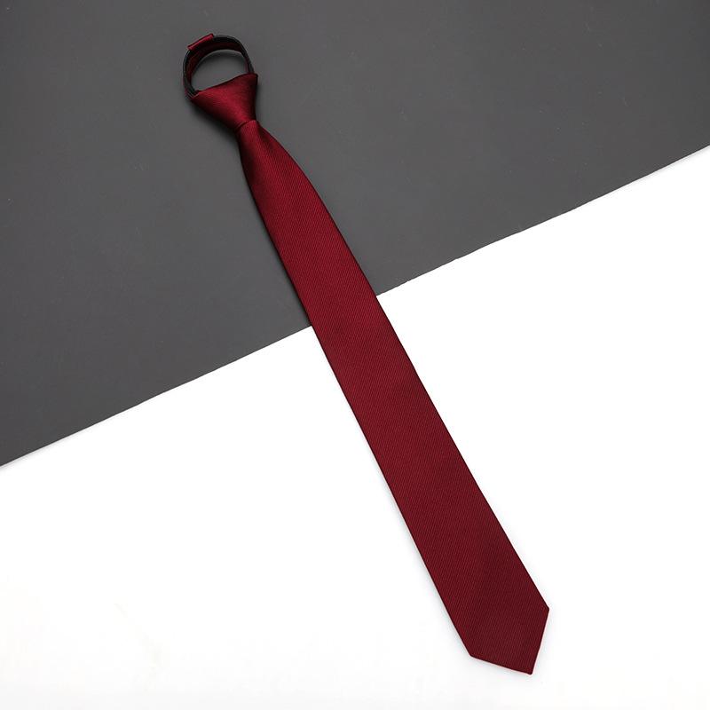 Men'S And Women'S Red Zip-Up Tie Groom Business Dress Wedding Korean Version Lazy No Striped Tie