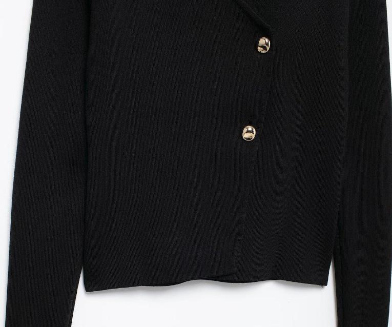 Asymmetrical Button Knit Cardigan: Trendy European and American Women's Fashion.