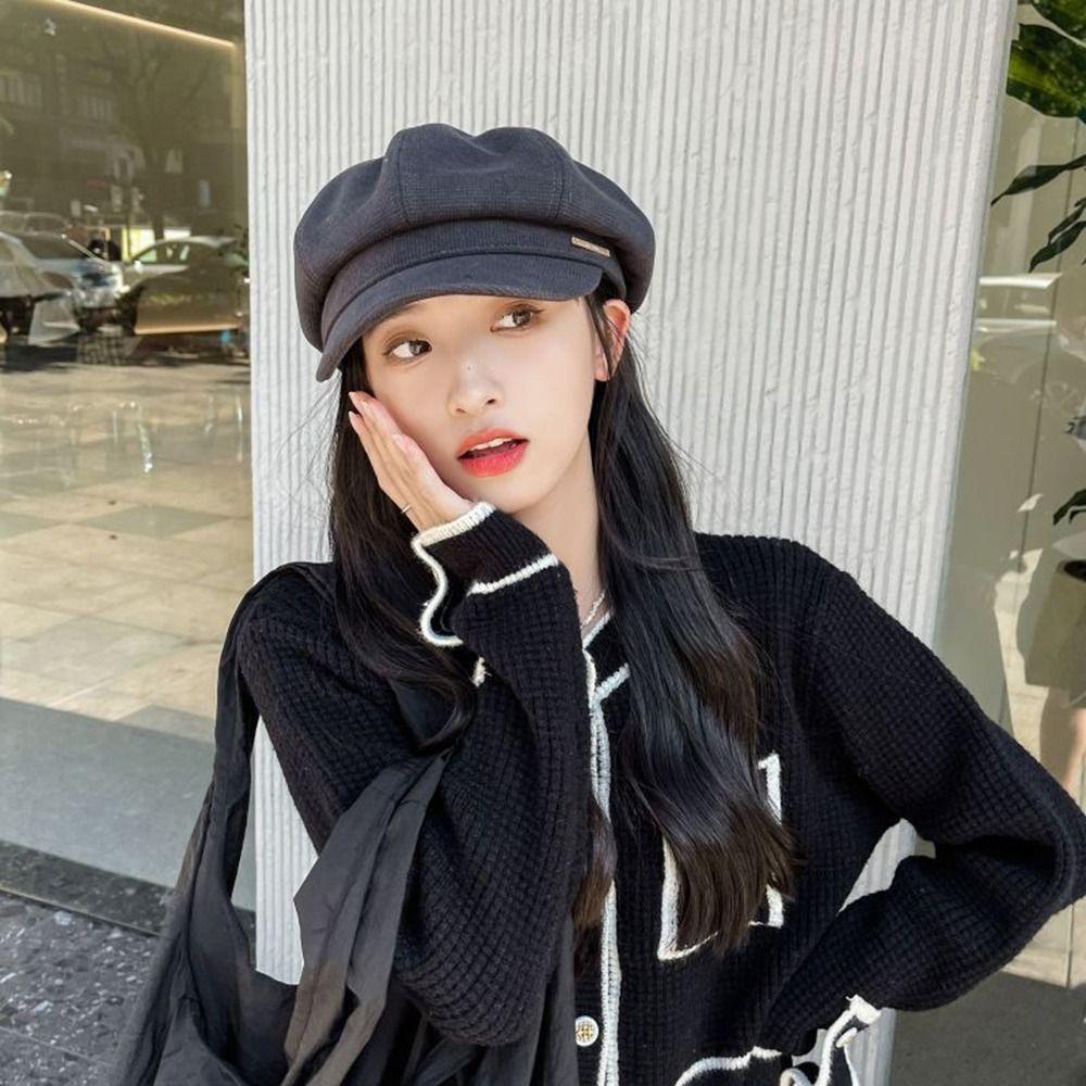 For Girls Keep Warm Solid Color For Women Women Visors Cap Woolen Beret Octagonal Cap Painter Hat