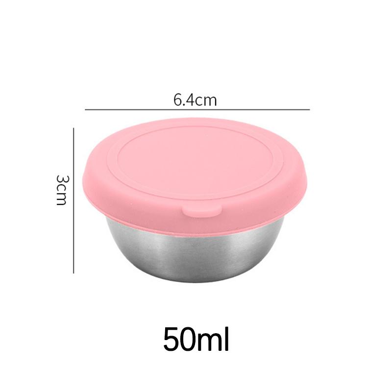 304 Stainless Steel Sauce Cup with Sealed Lid Salad Tomato Dressing Small Dipping Saucer Bowl Sushi Bento Condiment Containers