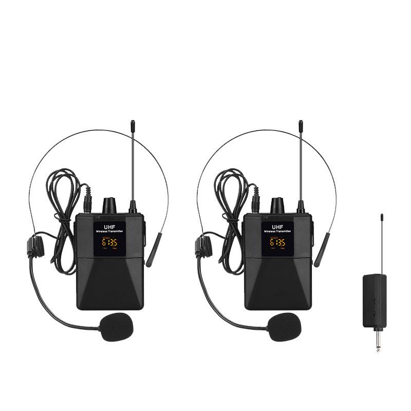 UHF Wireless Lavalier & Headset Microphone with Small Bee Amplifier - One-to-Two, Four UHF Band Condenser Mic.