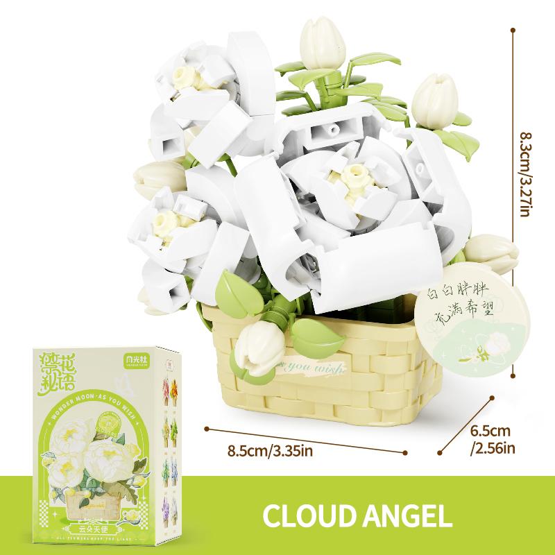 Topfblumenkorb Bausteine Kreatives Bonsai Pflanzenstrauß Modell Zusammenbauen Steine Dekoration Kinder Feiertagsgeschenke