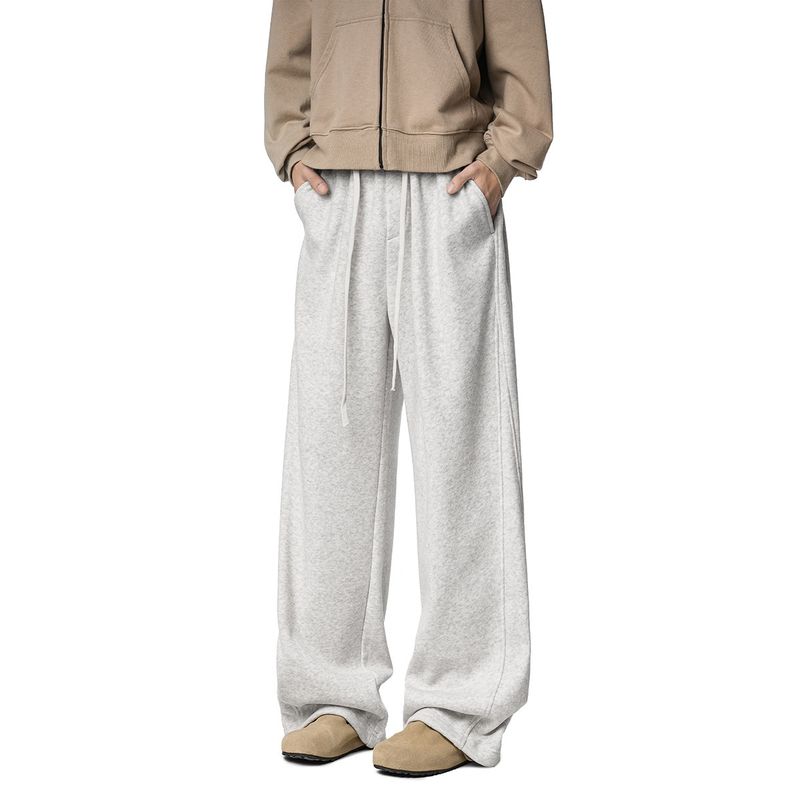 51 Hip-Hop American Style Solid Color Casual Sweatpants Men's Pants Winter Thickened Trendy Brand Fleece-Lined Straight-Leg Casual Long Pants Women's