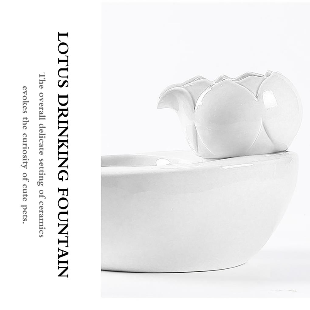 Ceramic Pet Water Fountain Portable Replacement Automatic Flower Shape Solid Color Pets Waterer Dispenser EU Plug