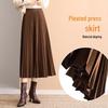 Bailuyu Autumn/Winter High-Waist Pleated Knit Midi Skirt