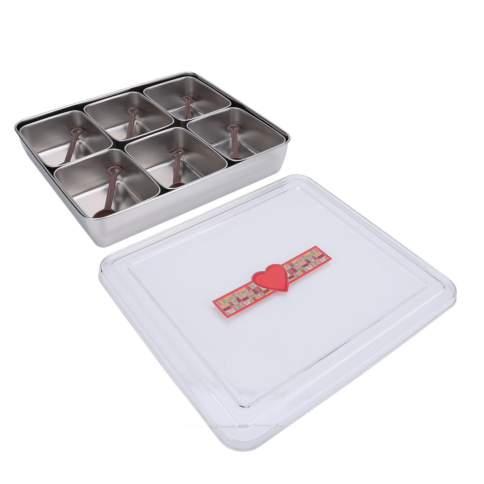 Divided Serving Tray with 6 Spoons 6 Compartments Large Capacity Divided Condiments Box for Fruit