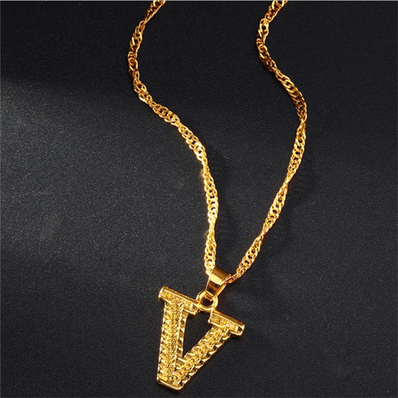26 Alphabet Gold Plated Pendant Necklace Accessories Initial Necklace For Women Dainty Gold Letter A-Z Pendant