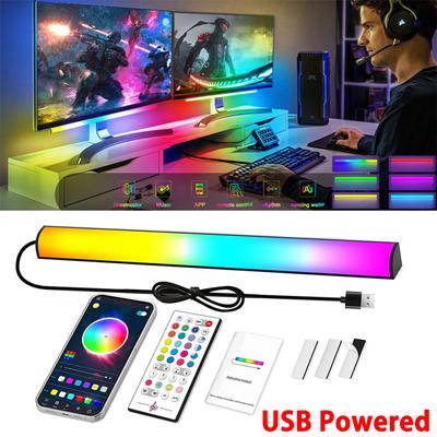 Werten Sie Ihren Arbeitsplatz mit diesen lebendigen und dynamischen smarten RGB-LED-Unterbildschirmleuchten auf. Mit Bluetooth APP Fernbedienung c