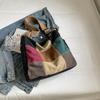 Large Capacity Stitching Contrast Canvas Bag Women's Crossbody Bag Student Class Commuter Bag