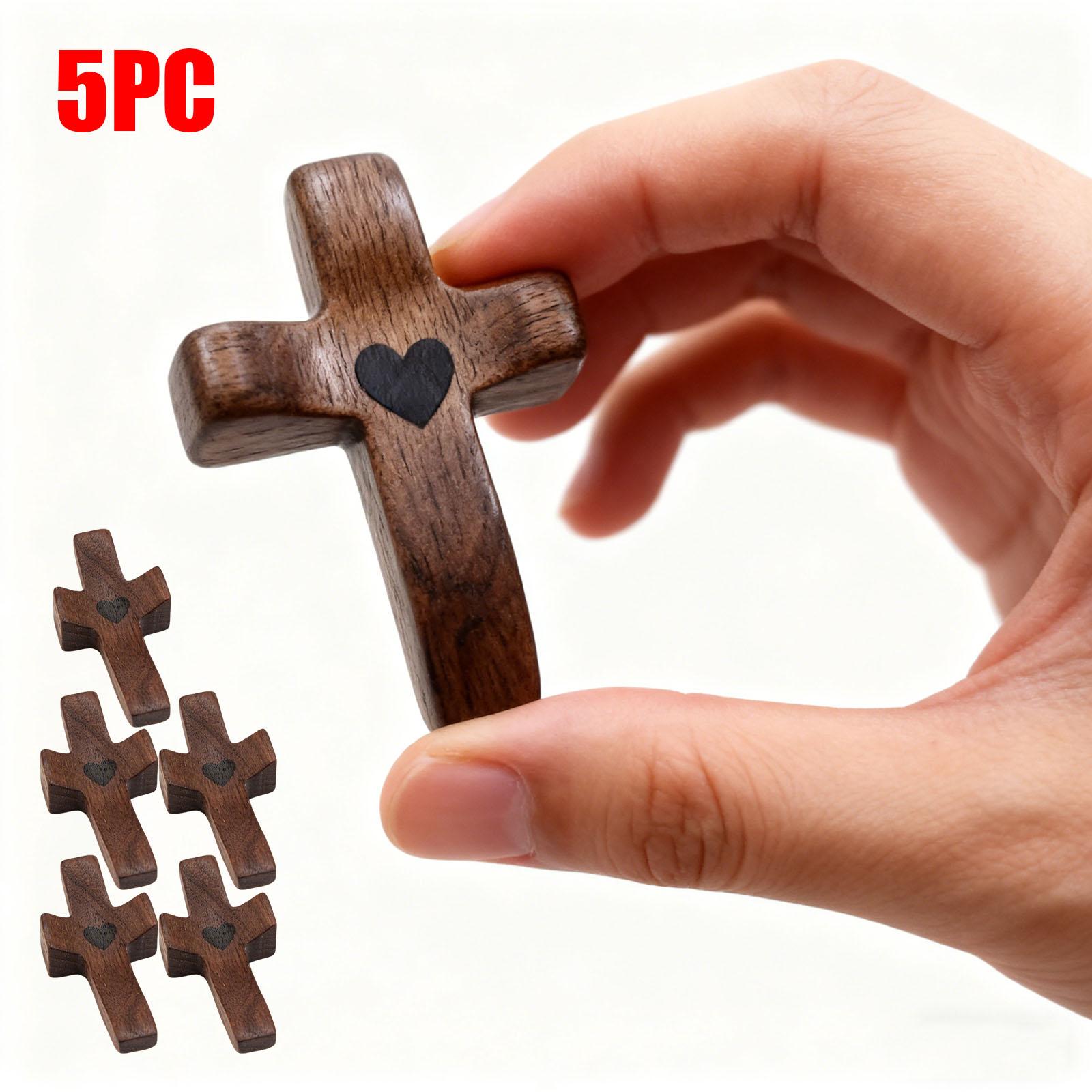 Tactile Intelligence Toy Stress Relief Toy Black Walnut Thumb Cross  Wooden Church Easter Handle Piece