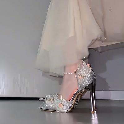 High Heels Women's 18-year-old Bar Mitzvah 2024 New Design Niche Main Wedding Dress Crystal Wedding Shoes