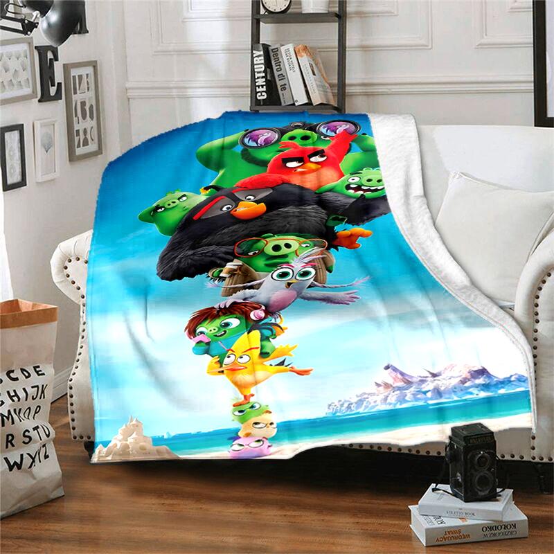 1pc Blanket angry Birds Print Design, Lightweight Blanket for Sofa, Bed- Soft &Warm, Gift for All Seasons like Christmas, Halloween
