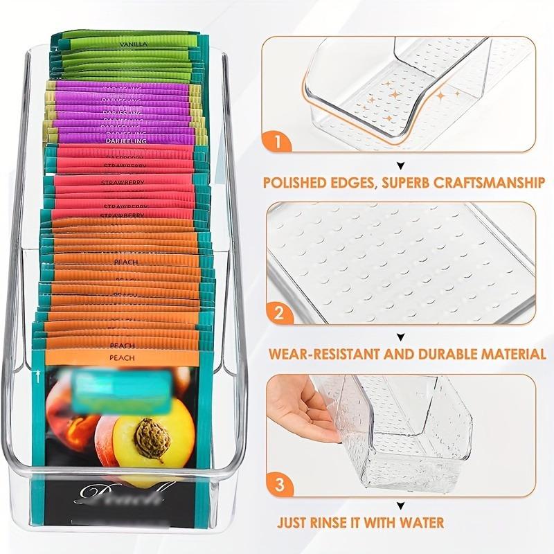 Tea Bag Organizer Box, Clear Storage Holder, Storage Bins for Coffee Bag, Storage Box for Cabinet, Countertop,Pantry Living Room