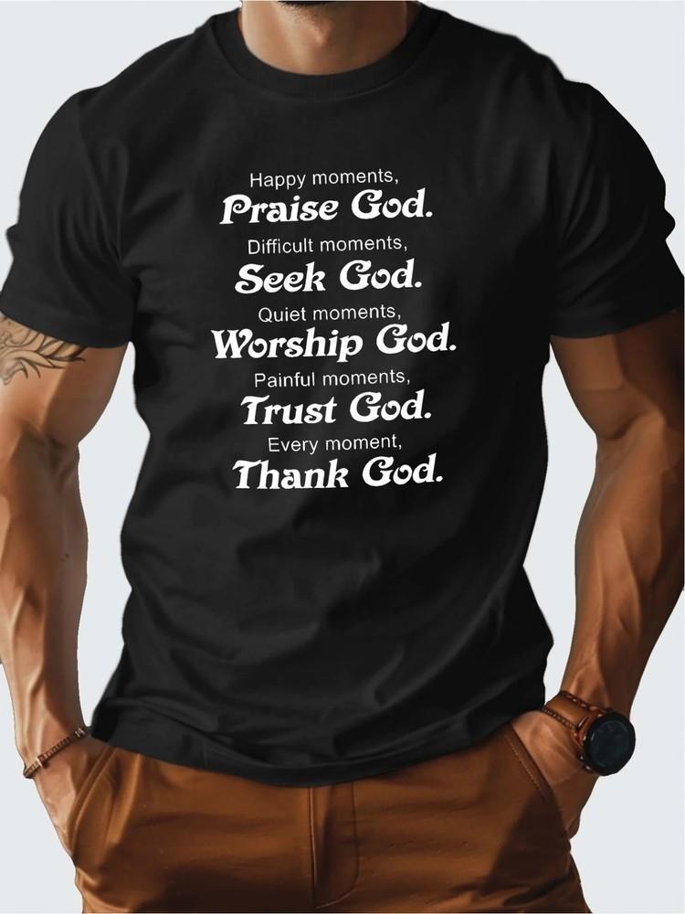 

Men039;s Praise God Cotton T-ShirtComfortable Crew Neck All-Season Wear Black Unisex T-Shirt XXXL