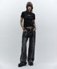 INSILENCE WOMEN Tassel Divide Denim Black