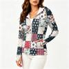 Women Lightweight Hooded Sun Protection Jacket Full Zip Long Sleeve Printed Pocket Outdoor Activewear Windbreaker