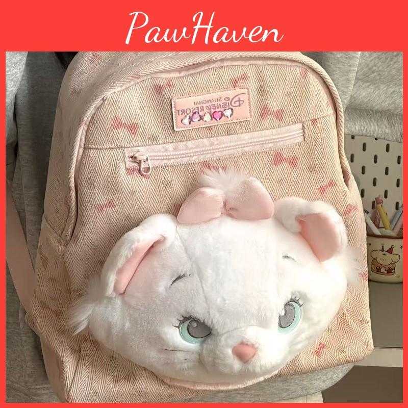 Cat Marie Canvas Backpack With Bow Print Design For Daily Use School