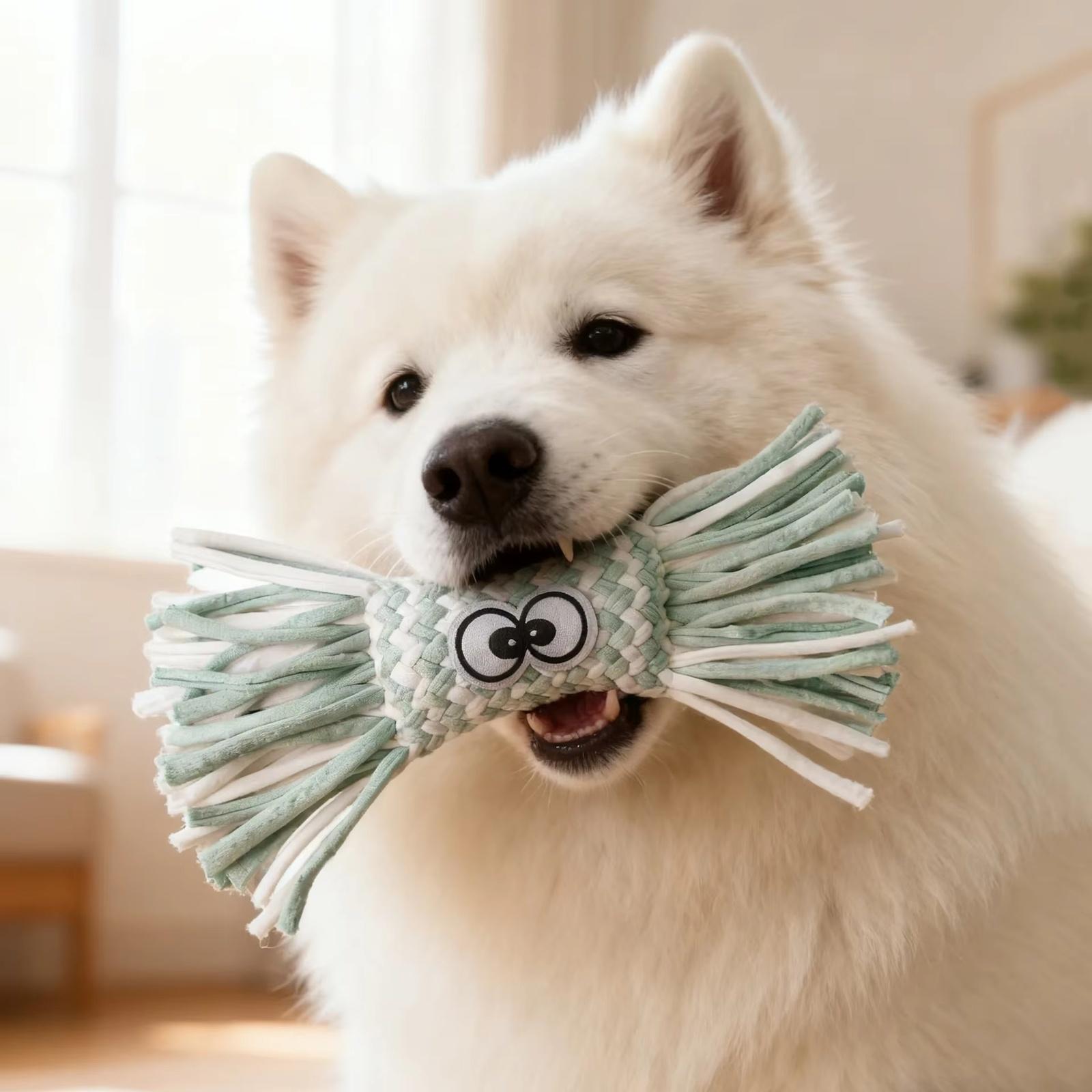 Dog Chew Toy Teeth Cleaning Interactive Training Squeaky Pet Toy зелёный