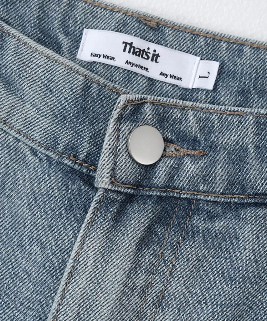 Descheuis Everyday Single-Pleat Carpenter Bermuda Denim Pants Vintage Blue (Type B)