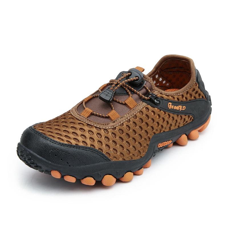 Outdoor Men Hiking Shoes Anti-slip Low-top Sports Shoes Men Lightweight Comfortable Soft Breathable Casual Sneakers Men Shoes 39 коричневый
