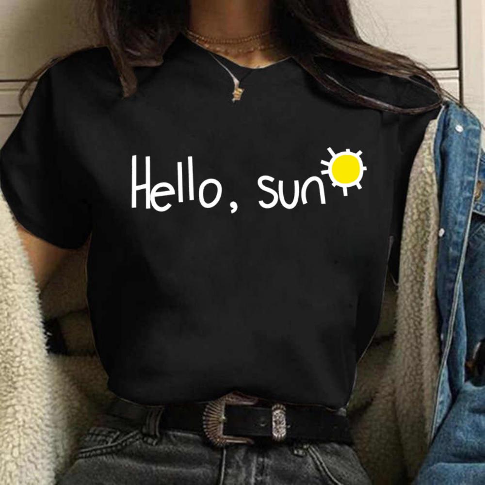 Maycaur Funny Daisy Print Women T-shirt Harajuku 90s Streetwear Girls Short Sleeves Tee Tops Summer Cute Female Clothes Tops