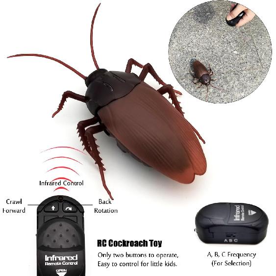 Tipmant RC Cockroach Remote Control Car Vehicle Animal Toys Electronic Realistic Insect Bug Glowing Eyes Cat Pet Kids Gift