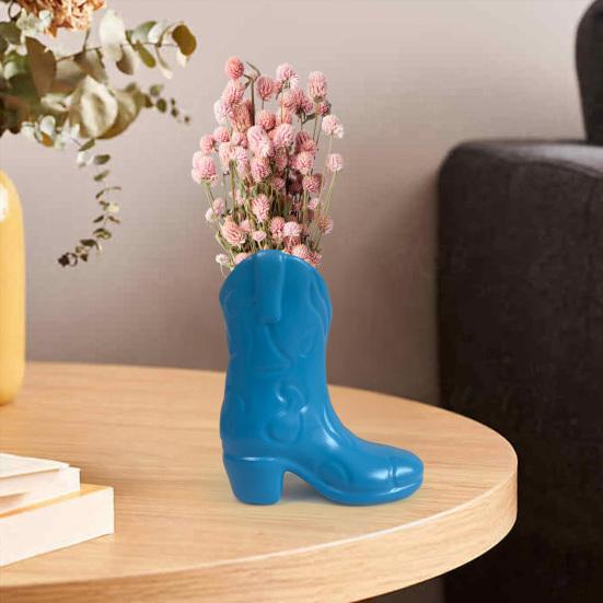 Mini Cowboy Stiefel Blumenvase Ornament Harz Figur Statue Skulptur Blumenhalter Behälter Tisch Mittelstück Dekorative Blumen Pflanzen Vase