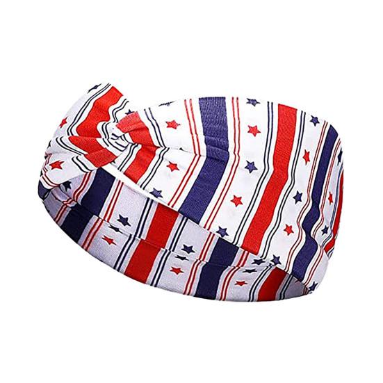 Headband Soft Cloth Independence Day Headband with Flag Stars Stripes Design Holiday Patriotic Hairband Hair Accessories