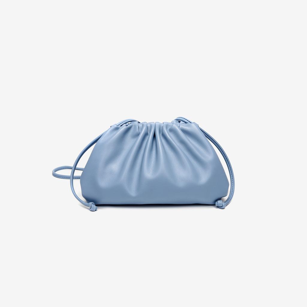 Burgundy Ruched Cloud Bag Women's Chic Underarm Dumpling Purse