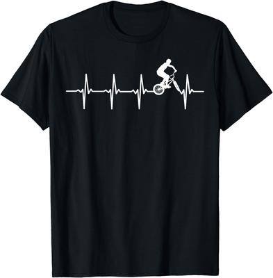 Bmx Heartbeat Tshirt For Bmx Riders T Shirts Graphic T Shirts Unisex Clothing Tops Camisas Streetwear Ropa Hombre