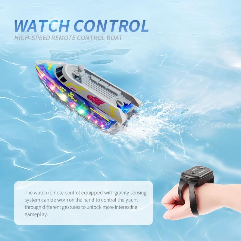 2.4G Rc Stunt High Speed Boat Jc017 Dual Remote Control 4Ch Waterproof Boat With Lights Kids Toys Boy Outdoor Water Game Gift