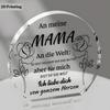 2D platt tysk inskription "An Meine MAMA" akryl skrivbordsdekorationsplakett, rosdesign, heminredningsplakett hängande väggkonst dekorativ trädgårdsdekoration