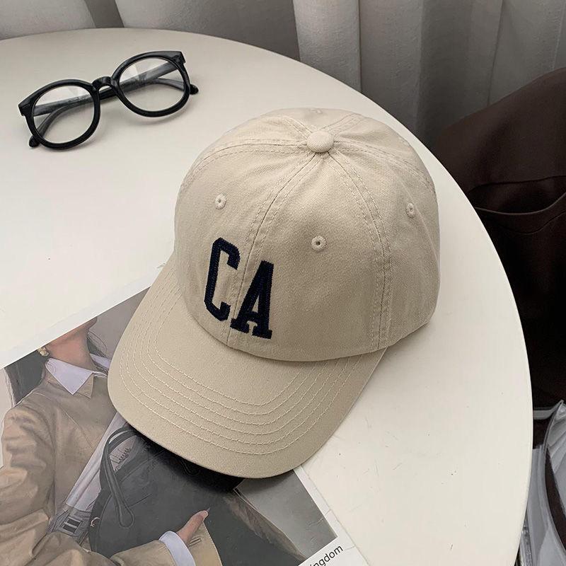 New Big Head Circumference CA Letter Soft Top Baseball Cap Female Couple Ins Face Small Sunshade Cap Male Summer