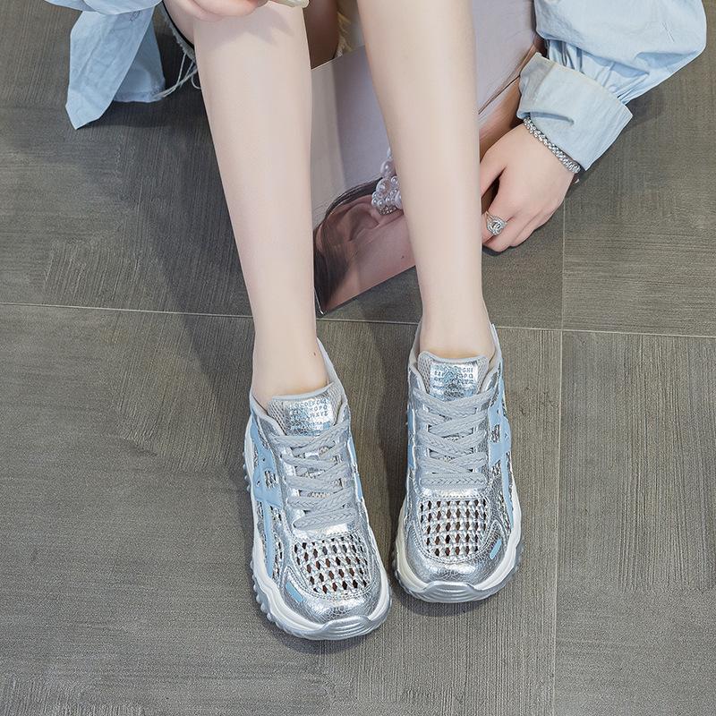 Summer new super fire hollow dad shoes women breathable casual thick baseplate shoes