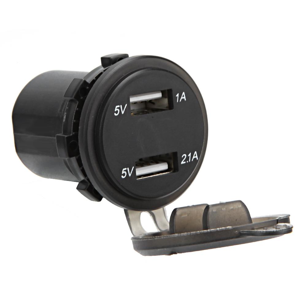 Waterproof Dual USB Phone Charging 4.2A Charger LED Digital Display Voltmeter with 23.6in LineRed DC12 24V
