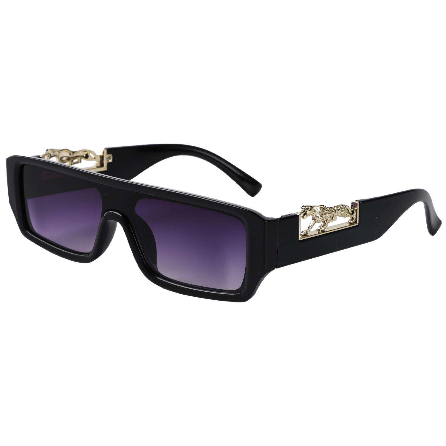 

Latest Small Frame Sunglasses Metal Leopard Head Square Frame Sunglasses Women s Stylish One-piece Mirror Men s Glasses