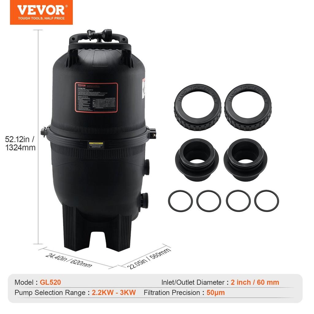Cartridge Pool Filter, 49 Sq.m Filter Area Inground Pool Filter, Above Ground Swimming Pool Filtration Filter System with Upgrade Filter &Leak-proof,