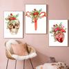Flower Brain Heart Skull Organ Anatomy Wall Art Canvas Painting Medical Posters and Prints for Doctors Offices Hospitals Decor