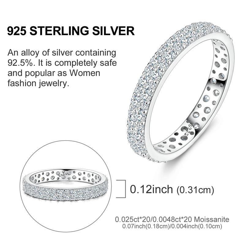 Moissanite Rings 100 Copper Classic Sparkling Full Moissanite Ring for Women Wedding Engagement Eternity Bands