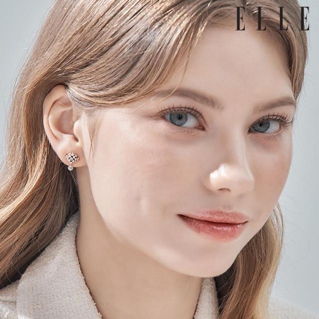 [ELLE Schmuck] 14K GF Feine Solitär-Zwei-Dorn-Ohrringe ELGPEE528