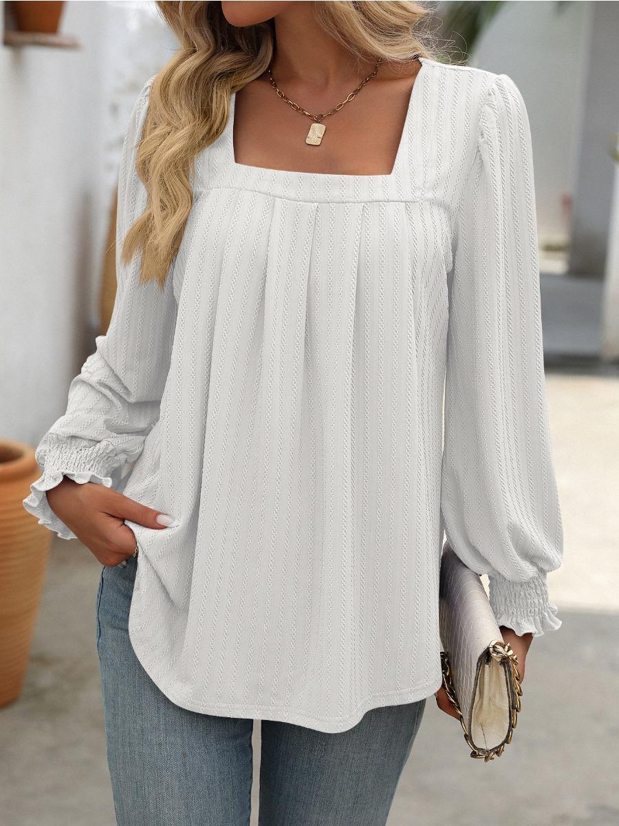 Однотонные повседневные свободные блузки для женщин — фото 6